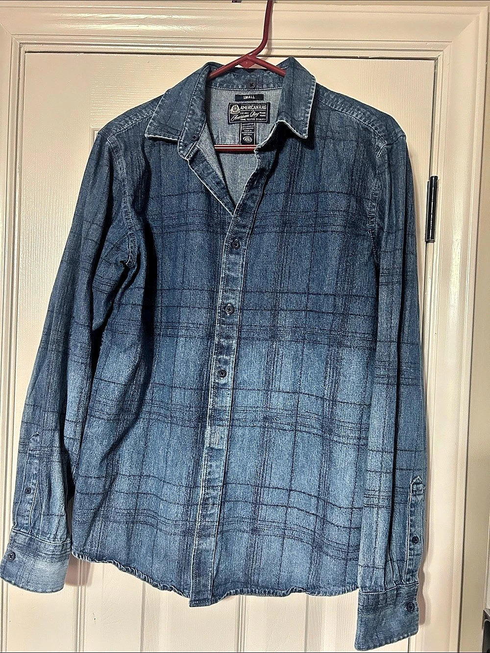 American Rag Men'Small Plaid Cotton Shirt Size Small